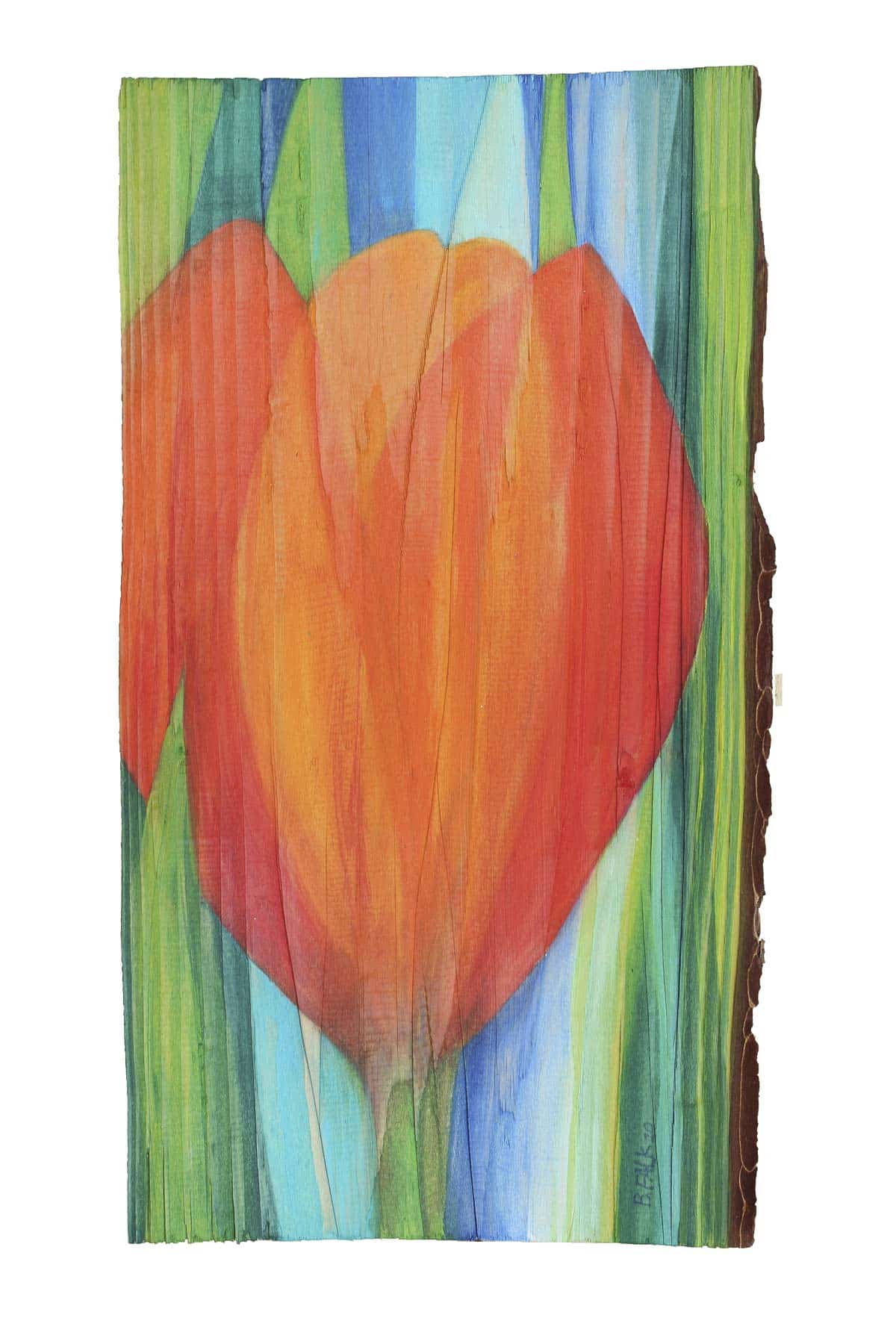 "Tulpe"	Aquarell auf Holz	19x35