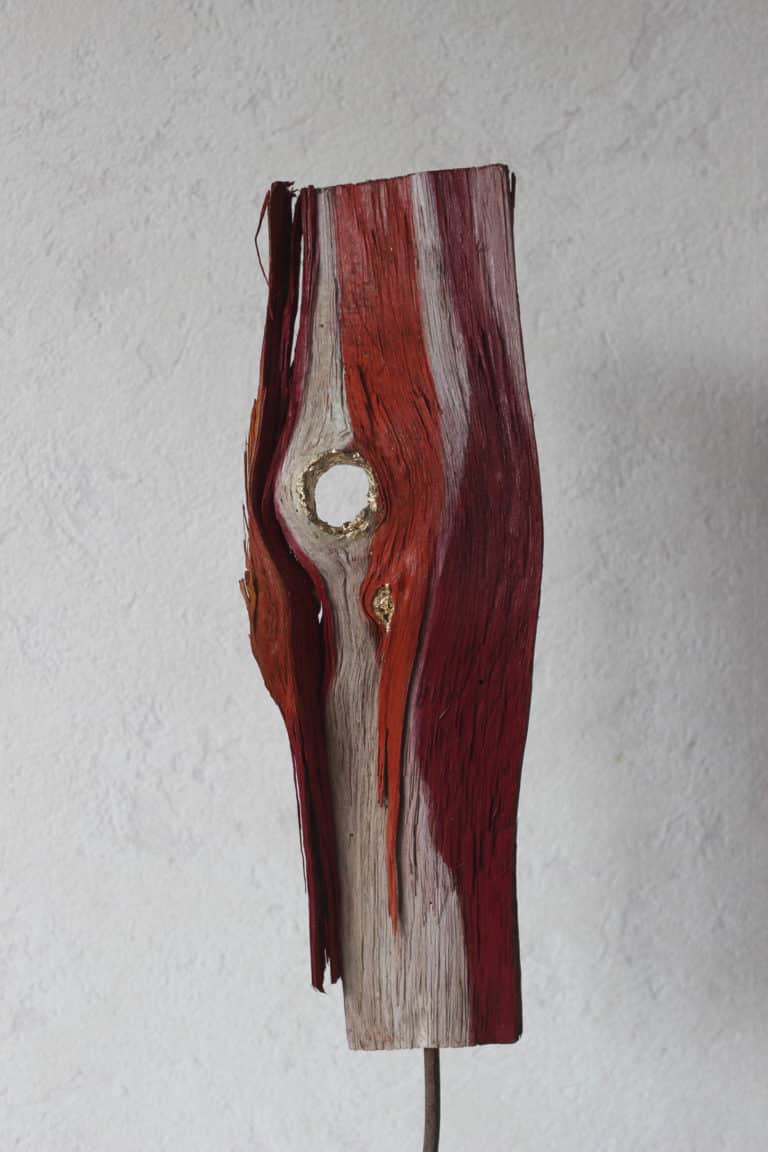 Objekt ohne Titel (Rückansicht) farbiges Holz auf Speckstein Privarbeseitz